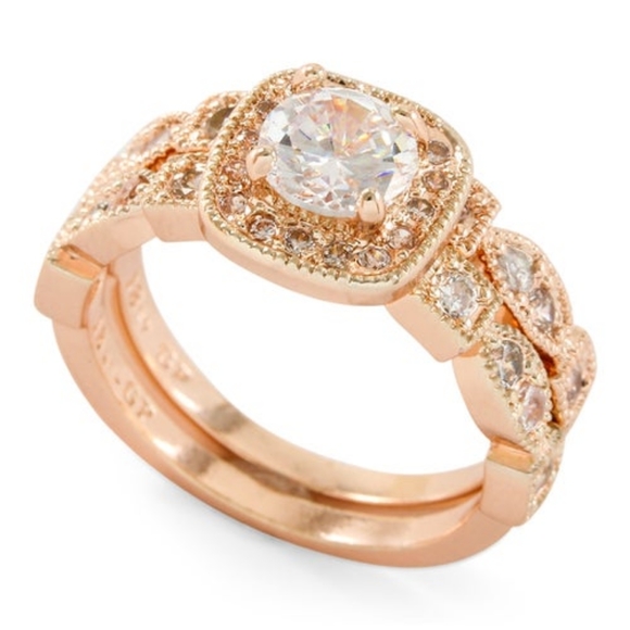 18k GP White Sapphire Set of Two Rings - Picture 6 of 14